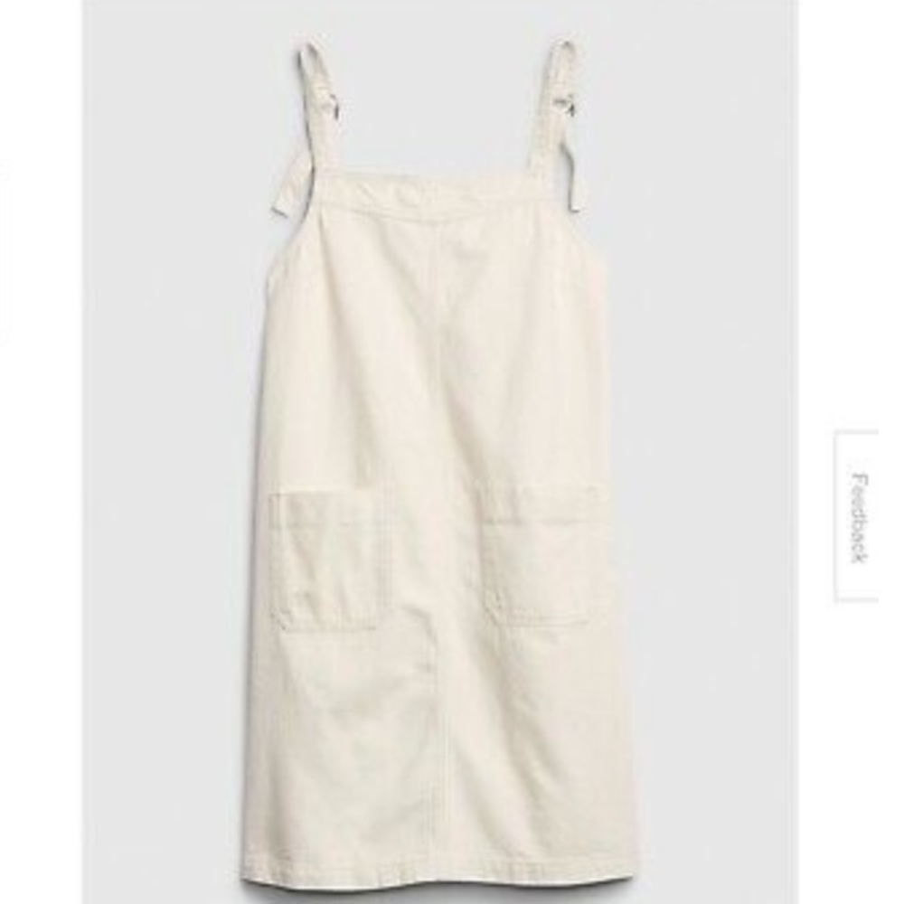 Cream denim overall dress